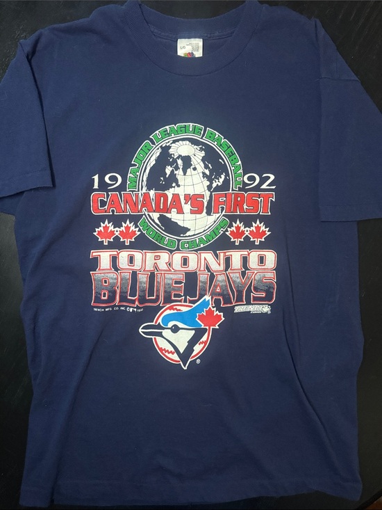 Fruit of the Loom Other - Vintage Toronto Blue Jays 1992 Canada's First World Game - Navy single stitched